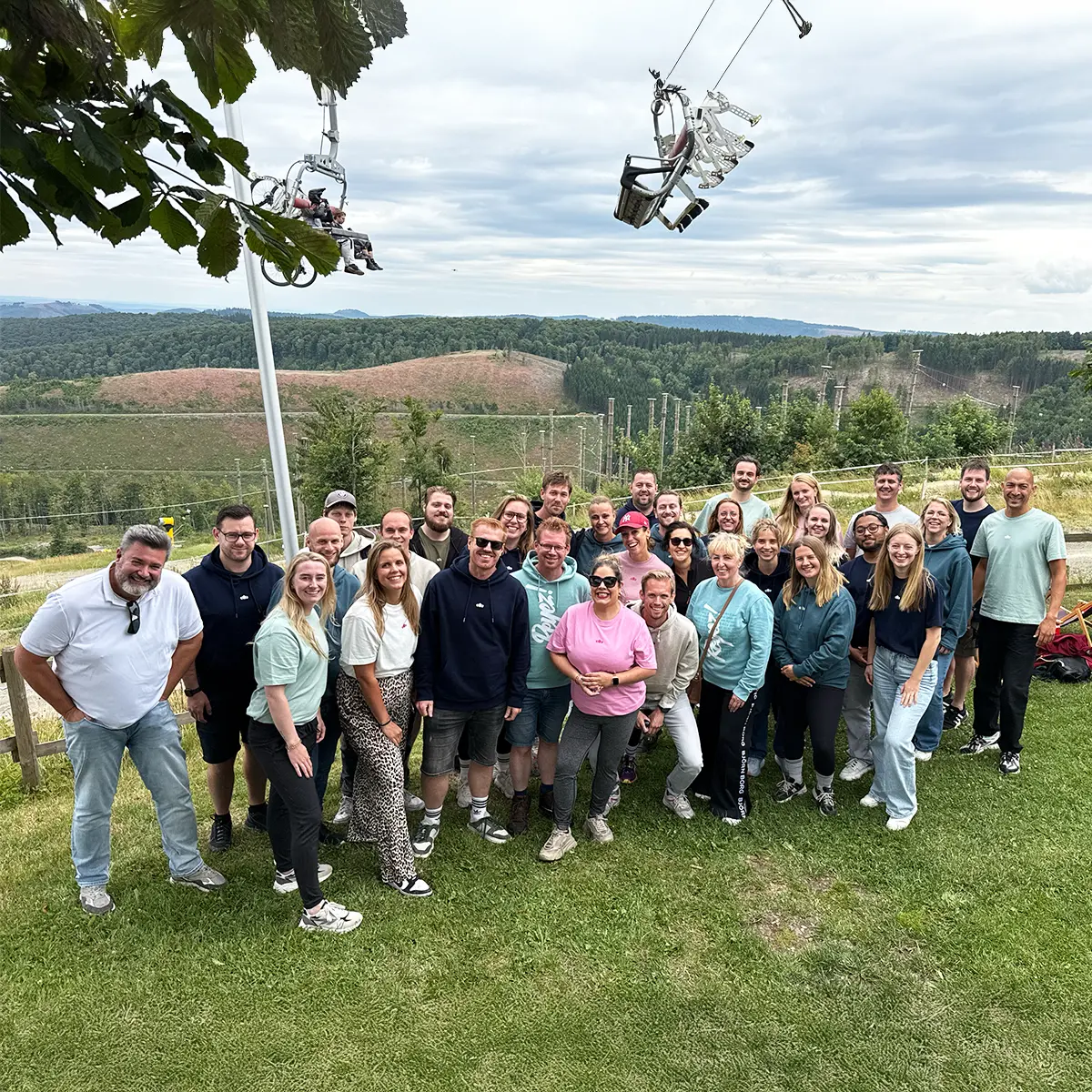 het team op boottocht