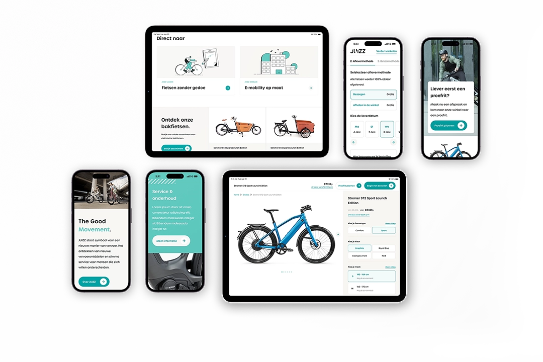 Mockup op verschillende devices van Juizz zijn website