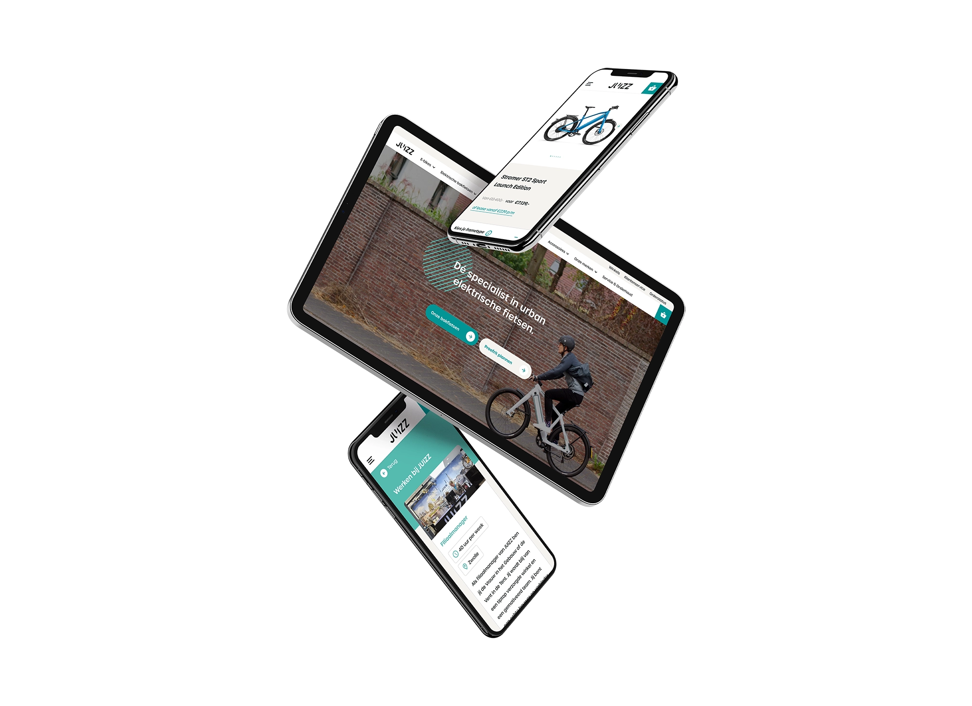 Mockup op verschillende devices van Juizz zijn website