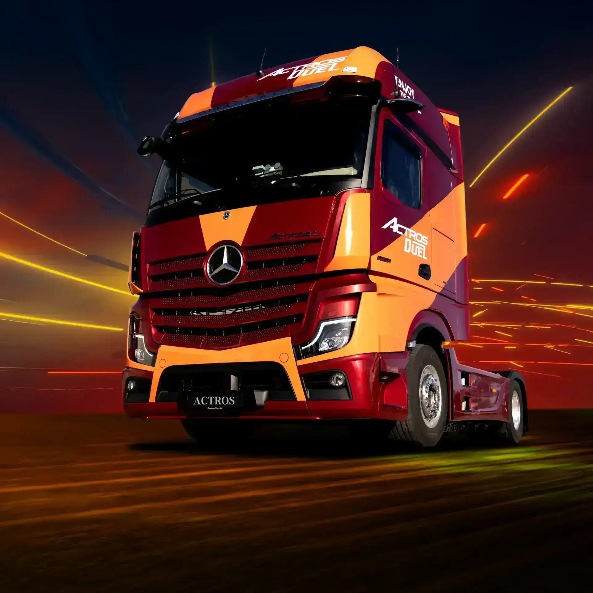 Visualisatie Rood/Oranje Mercedes-Benz Actros